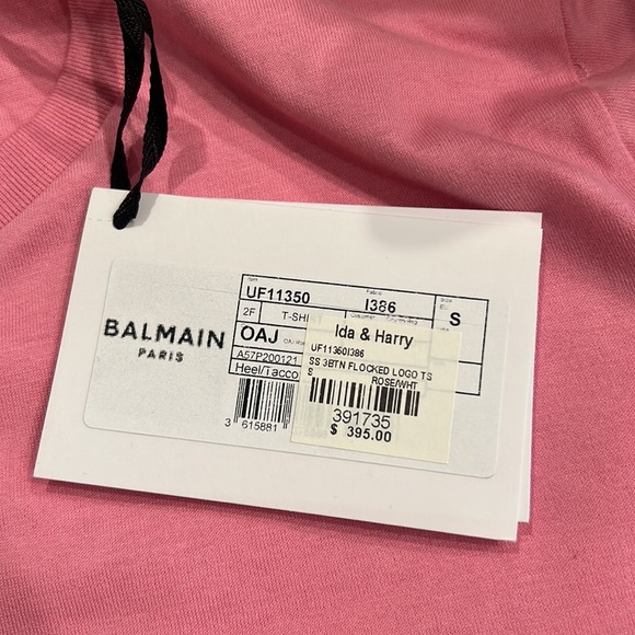BRAND NEW WITH TAGS Pink BALMAIN women’s T shirt - Picture 2 of 3